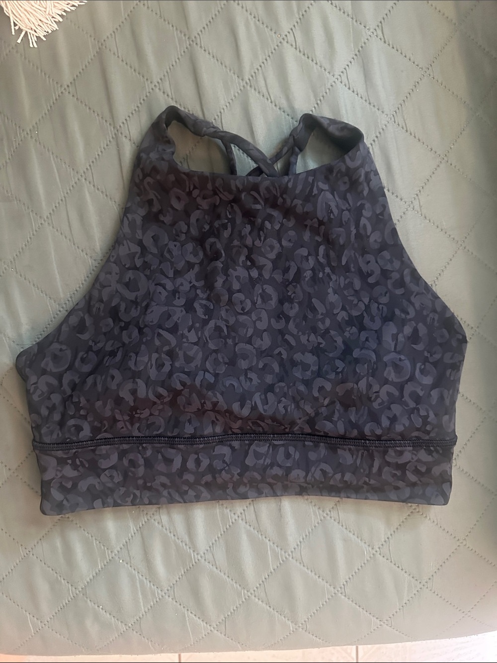 lululemon athletica High-Neck Sports Bra in Charcoal Print